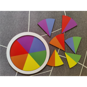 Each piece features two harmonizing colors, mirroring those of adjacent slices, providing a seamless and soothing experience.